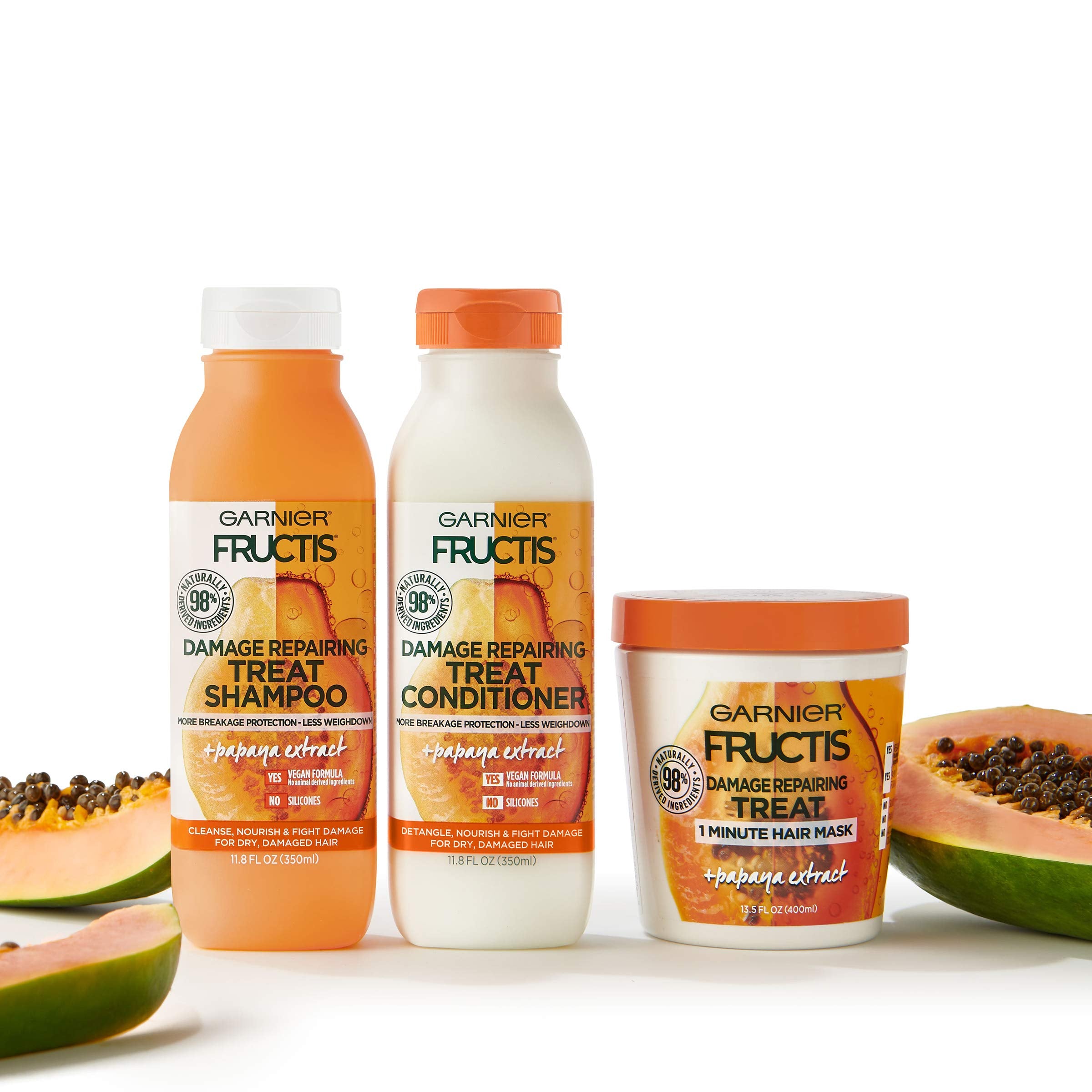 Uso leave-in en cabello húmedo para control del frizz con Garnier Fructis.