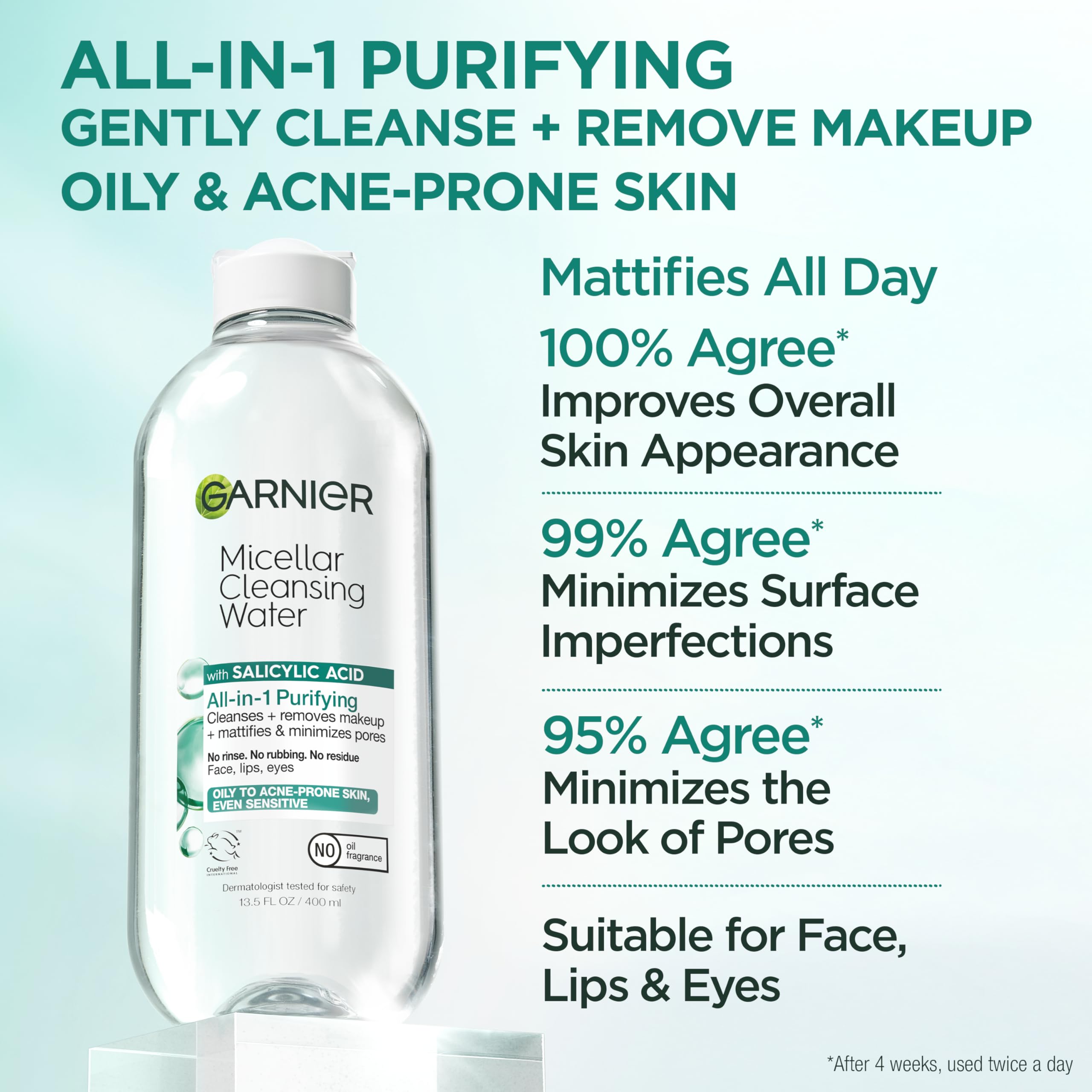 Garnier Agua Micelar con Ácido Salicílico: efecto mate para piel grasa