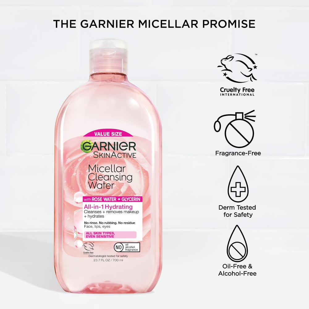 Piel hidratada y fresca tras usar Garnier agua micelar.