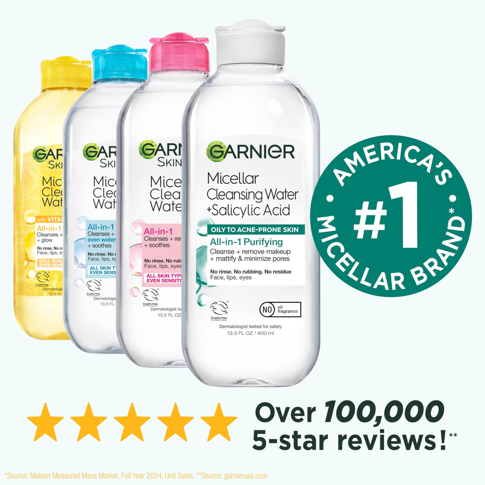 Garnier Micellar Agua con Salicílico sin enjuague para comodidad.