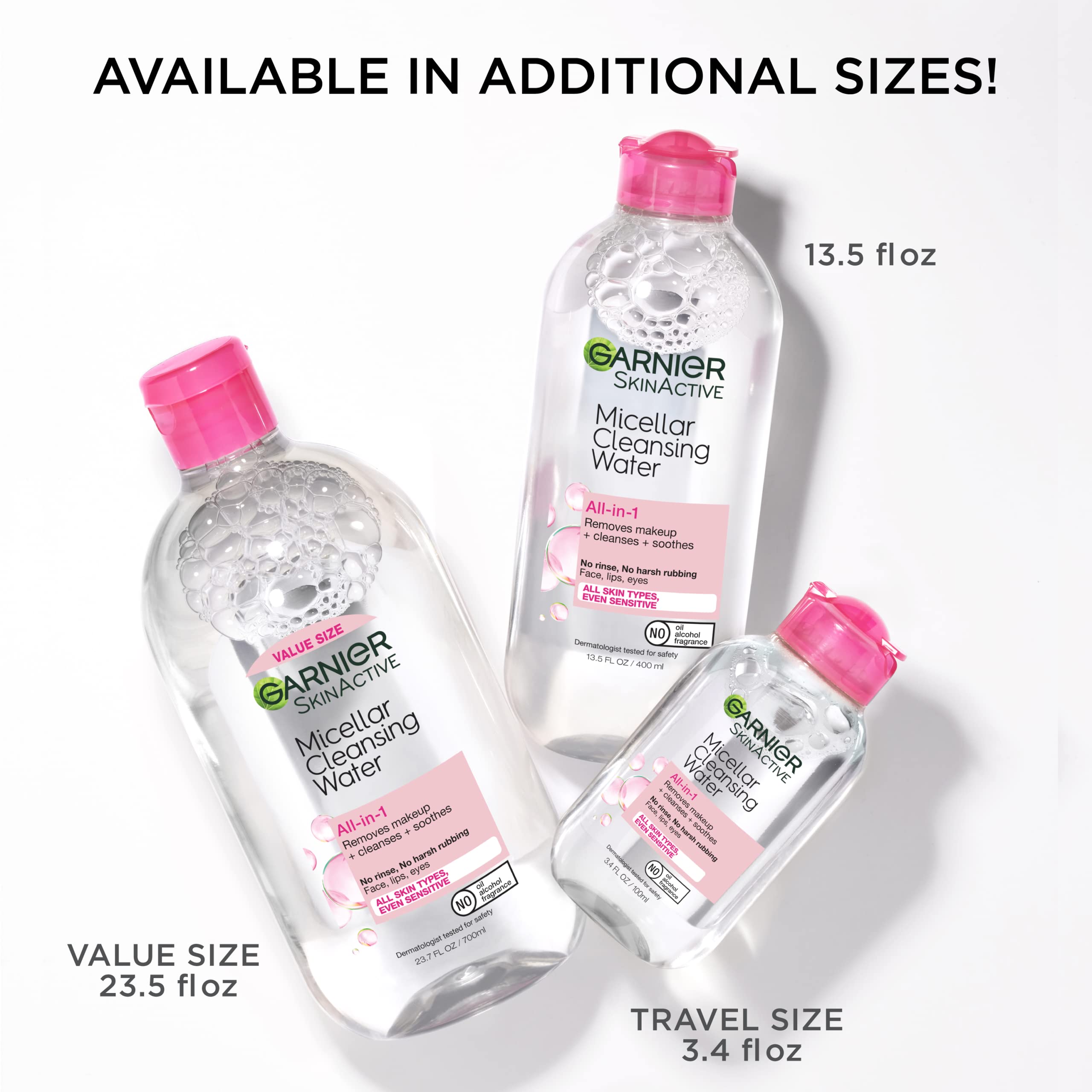 Garnier Agua Micelar probado dermatológicamente para uso diario.