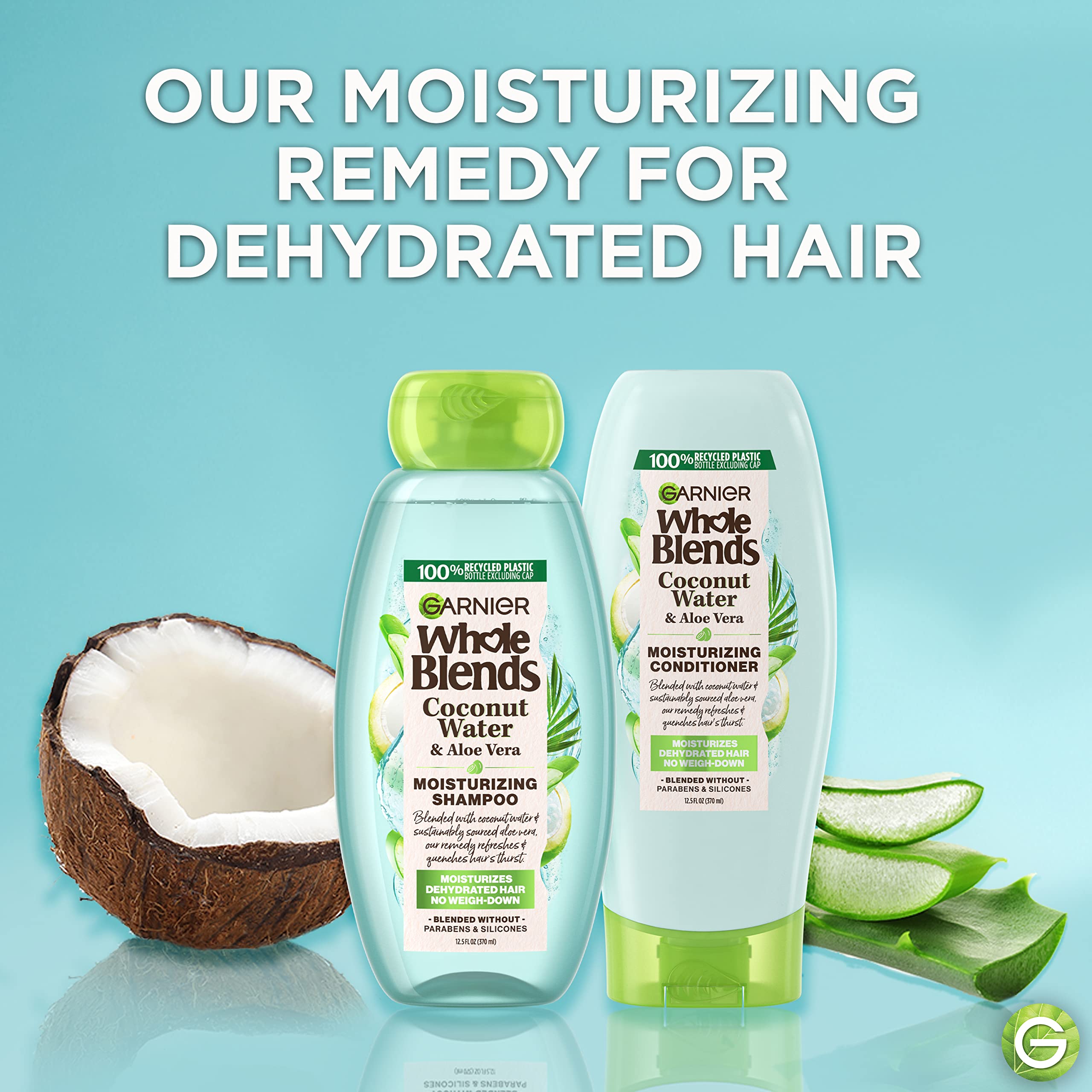 Garnier Whole Blends champú coco agua aloe espuma suave para cabello limpio y ligero