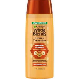 Garnier Whole Blends Honey Treasures Champú, botella con limpieza cremosa para cabello seco
