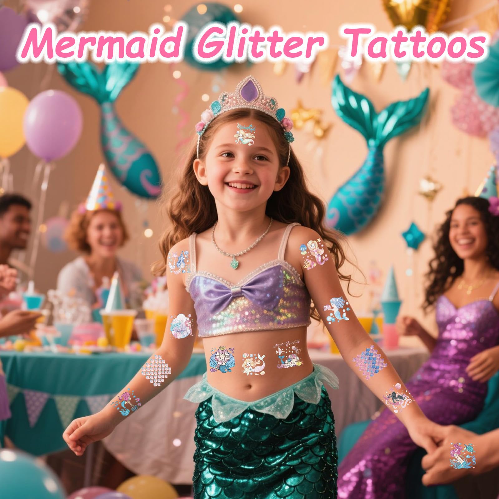 Tatuajes glitter Garsellen mariposa con diseños variados para fiestas.