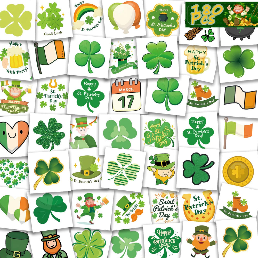Garsellen tatuajes temporales Día de San Patricio, tréboles para la cara, fáciles de aplicar en fiestas