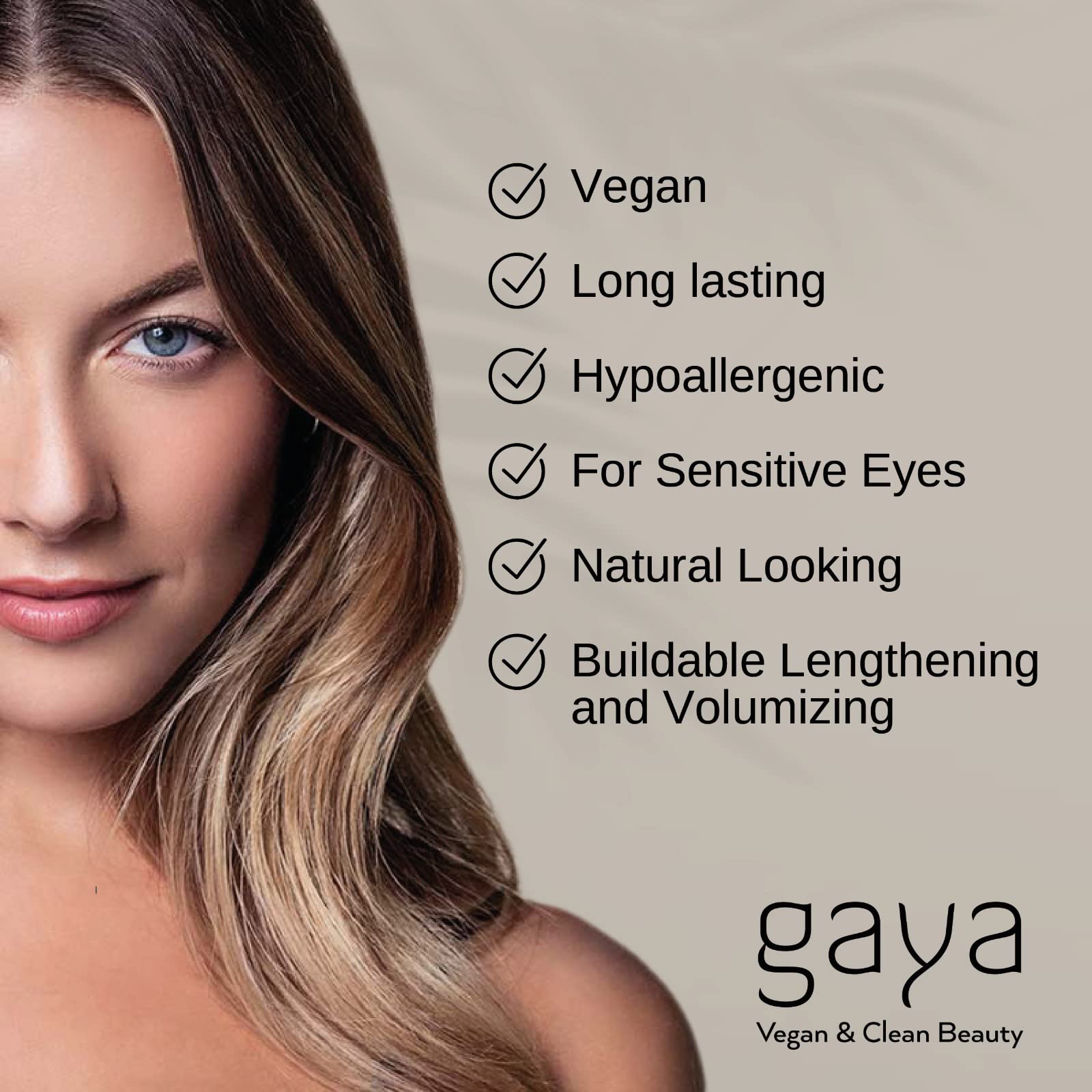 Máscara de Gaya volumen controlado para look intenso sin grumos.