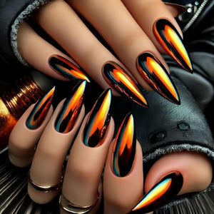 GCSQW uñas postizas cromadas: acabado espejo para look glamoroso.