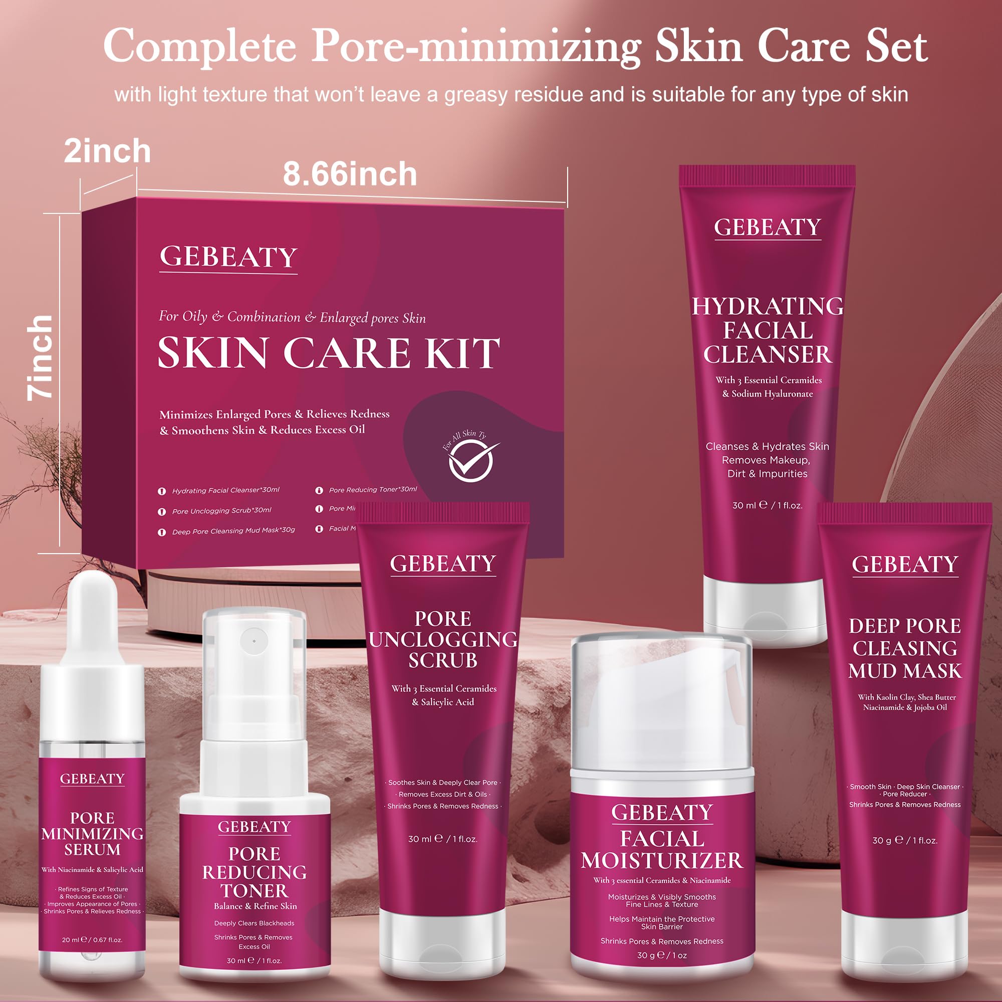 GEBEATY estuche de cuidado facial para viaje y uso diario.