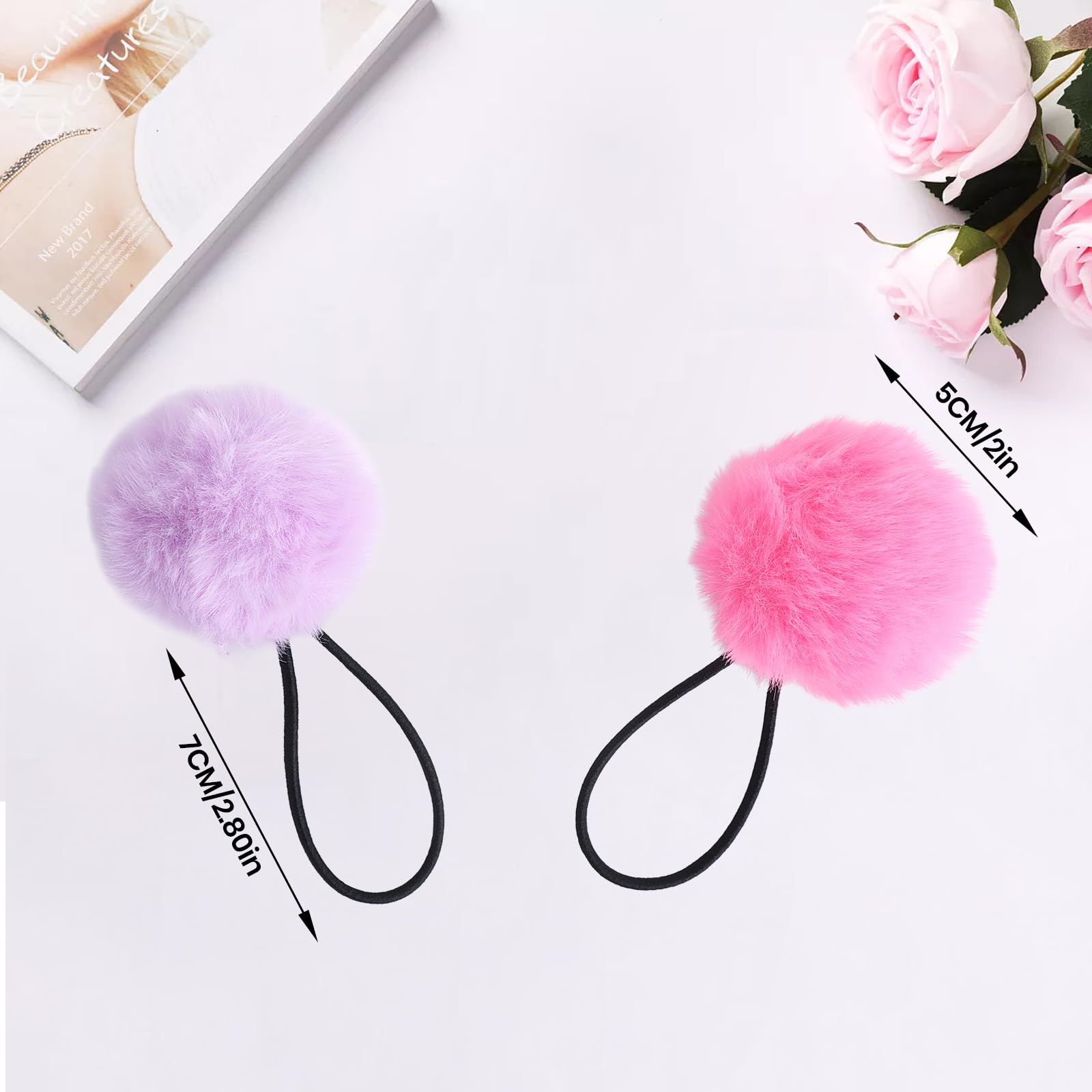 Gegraterwa gomas pom-pom, diámetro 5 cm, sujetan el cabello con comodidad.