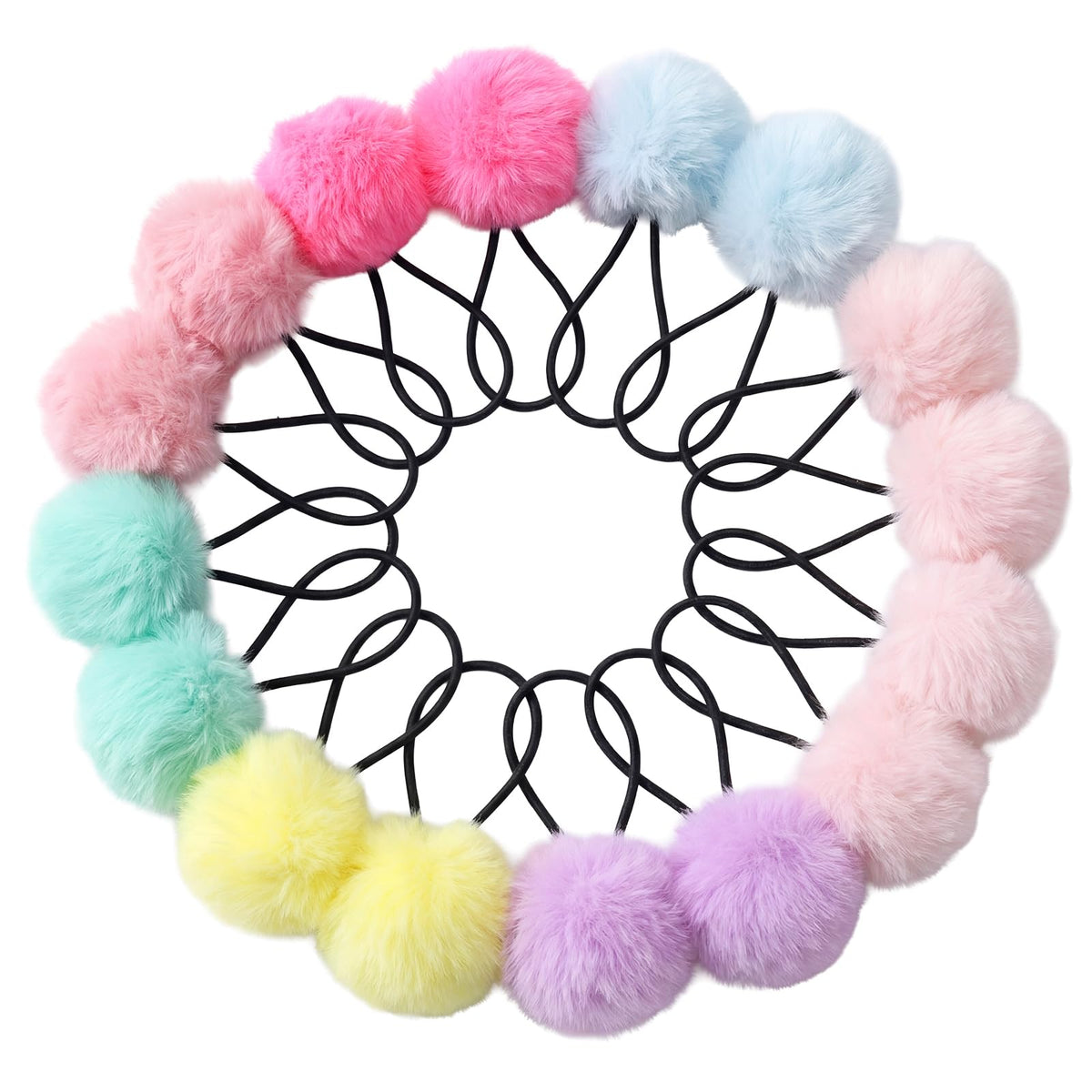 Gegraterwa gomas pom-pom de 16 piezas, ideales para peinados diarios.