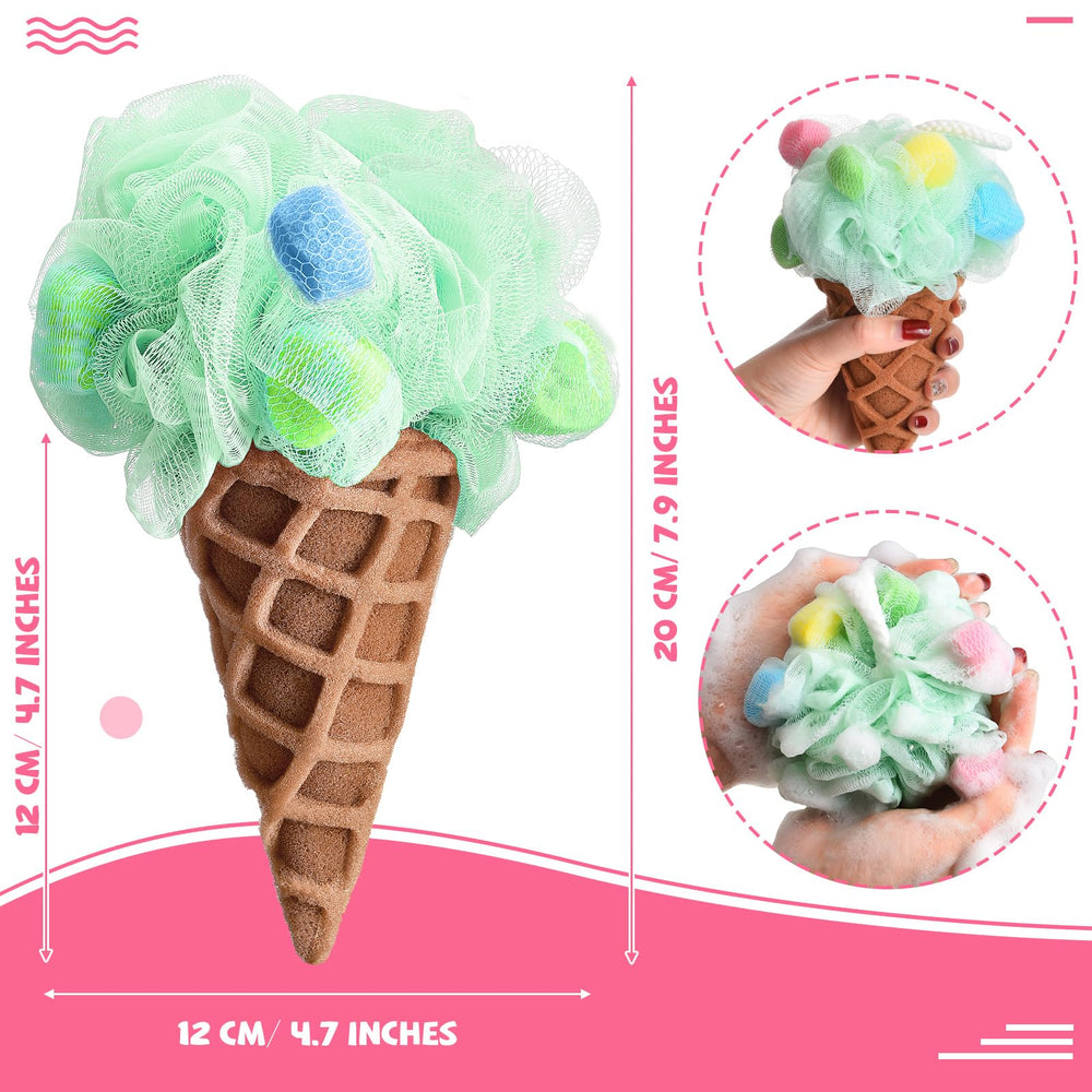 Geiserailie esponja helado con cono colorido, estimula juego y higiene suave para niños.