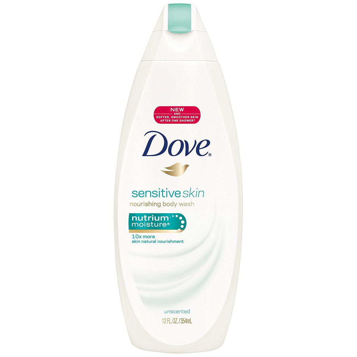 Dove Gel de Ducha para piel sensible, botella: hidratación suave y cuidado diario.