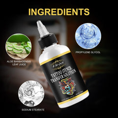 Aplicación fácil con gel de transferencia para tatuaje temporal.