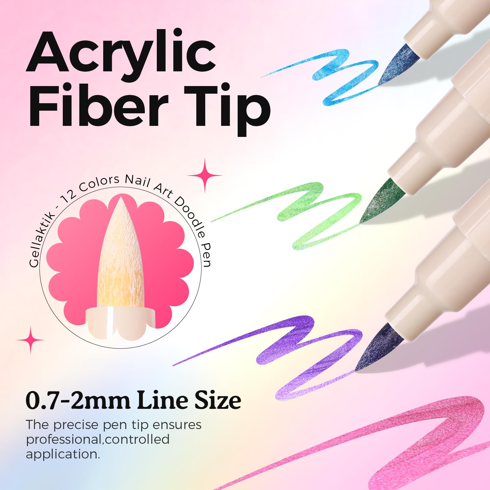 GELLAKTIK lapices uñas, dibujo preciso 0-7mm para líneas finas y detalles.