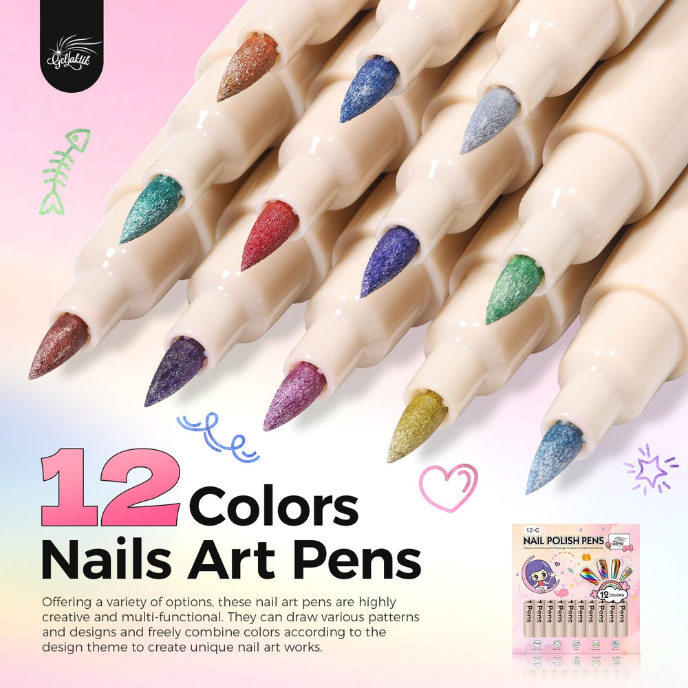 GELLAKTIK lapices uñas, colección metalizados, muestra colores vibrantes para diseños llamativos.