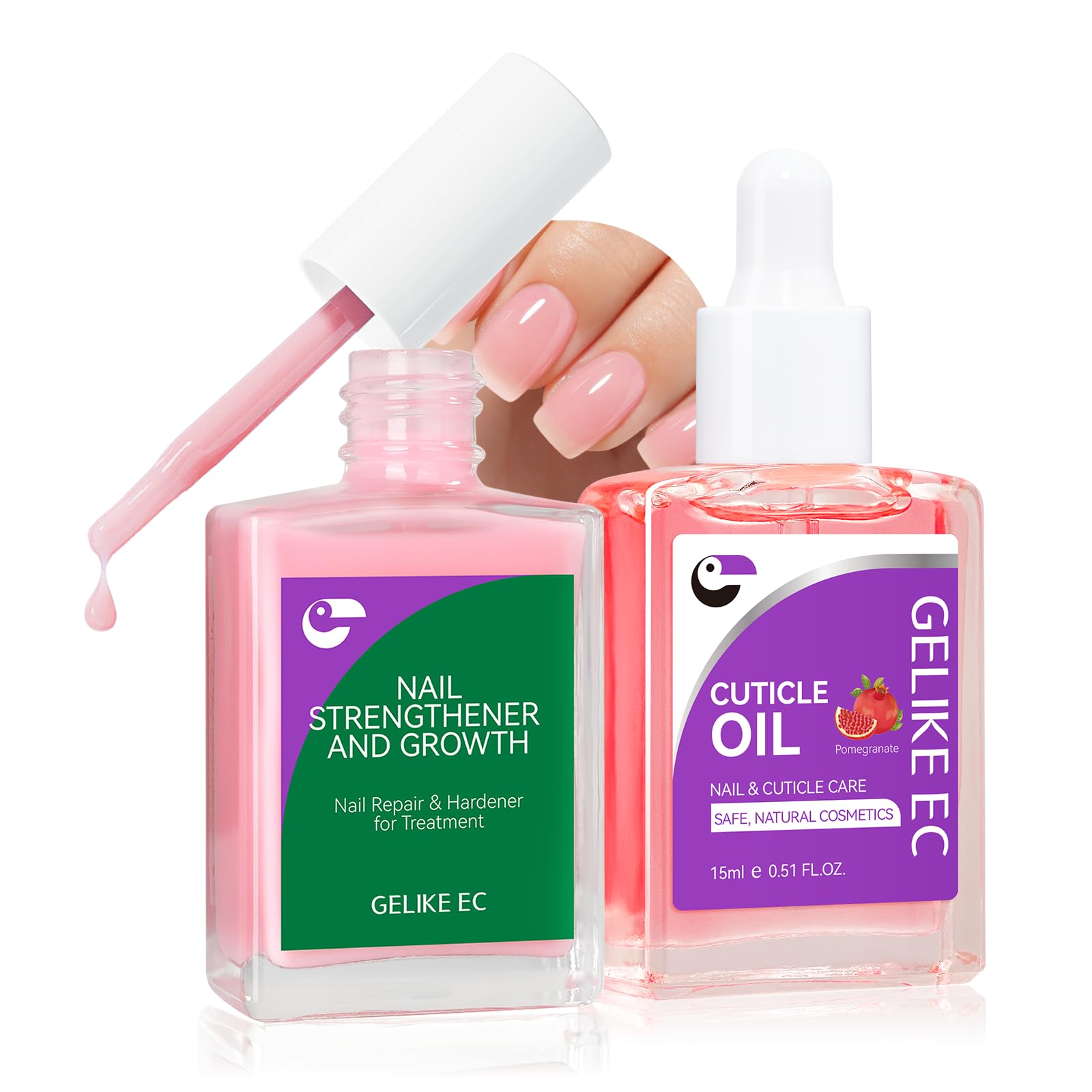 Gelike EC frasco rosa granada para crecimiento de uñas