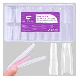 Gelike EC Formas Sandwich Dual, diseño libre de derrames para uñas limpias.