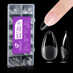 Gelike EC tips uñas almendra 552 piezas para manicura profesional con acabado natural