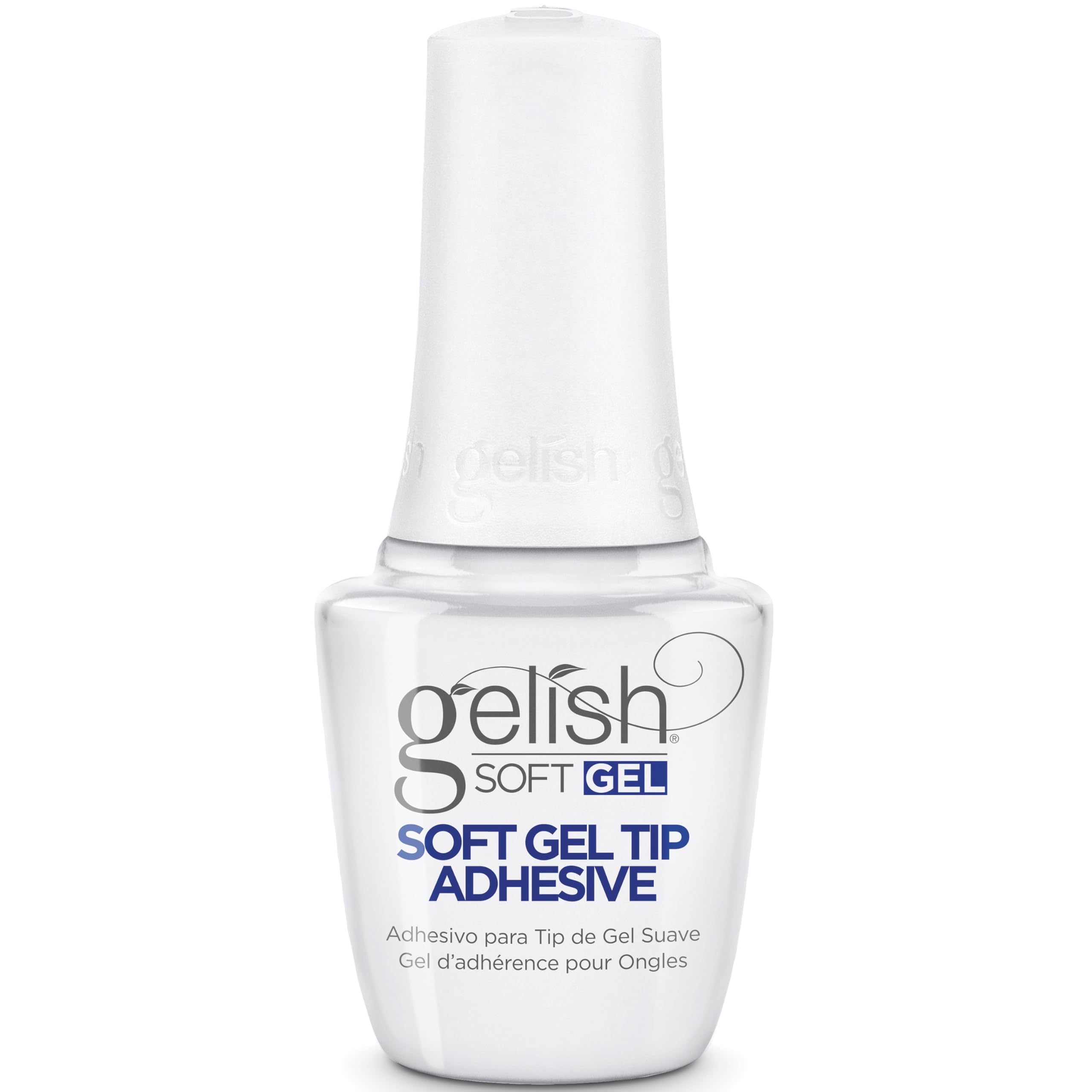 Gelish adhesivo para tips de gel suave en botella de 15 mL, fijación segura.