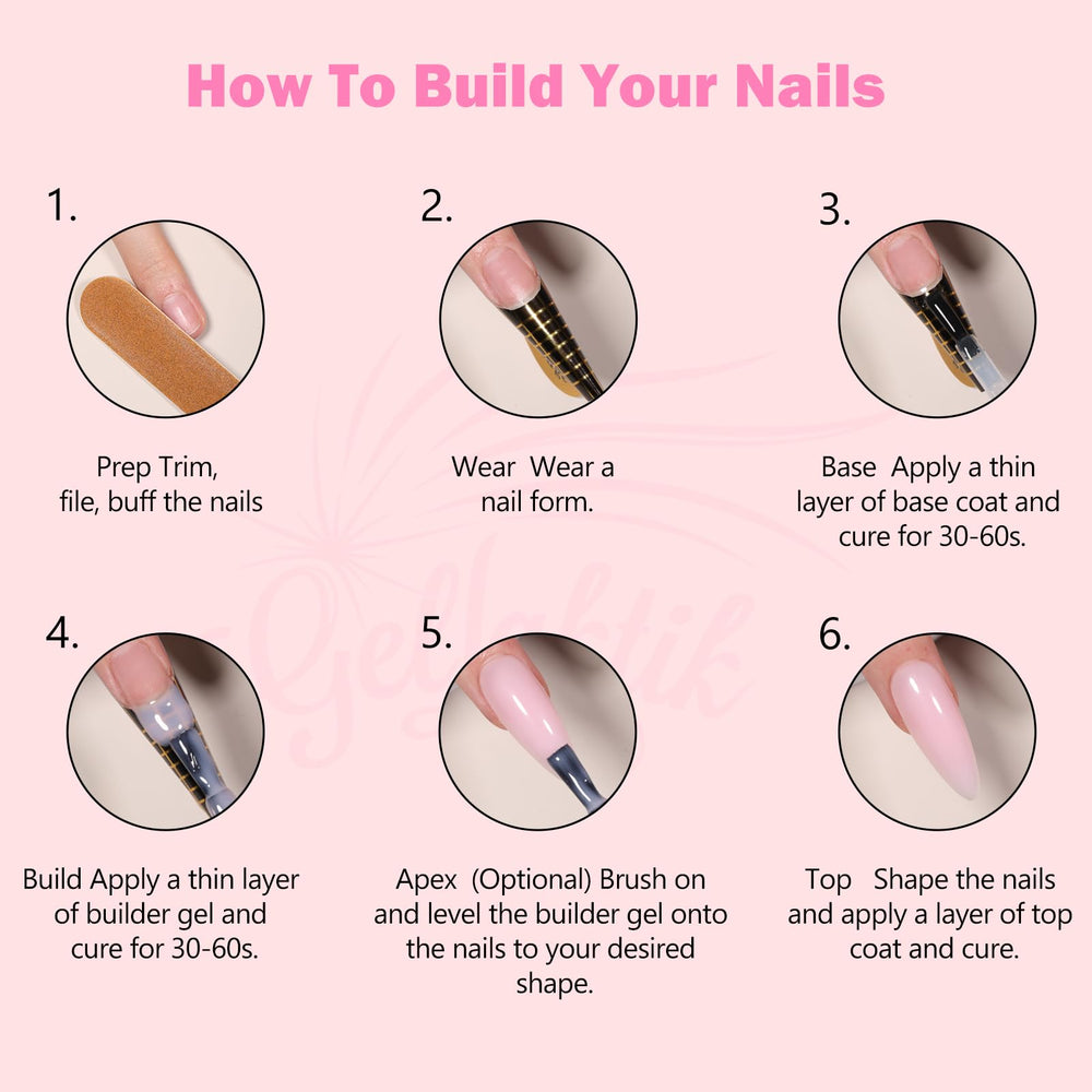 Gellaktik Builder Gel engrosador de uñas para mayor grosor y soporte.