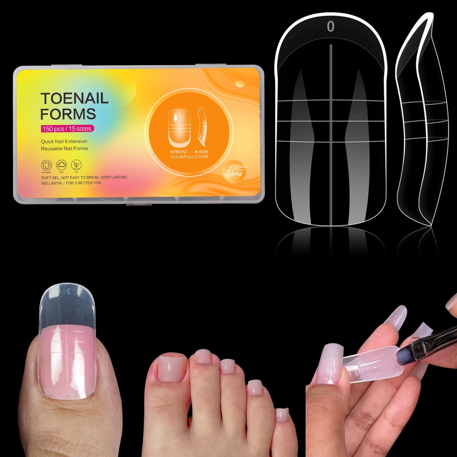 GELLAKTIK: formas duales para uñas de los pies, para extensiones duraderas.