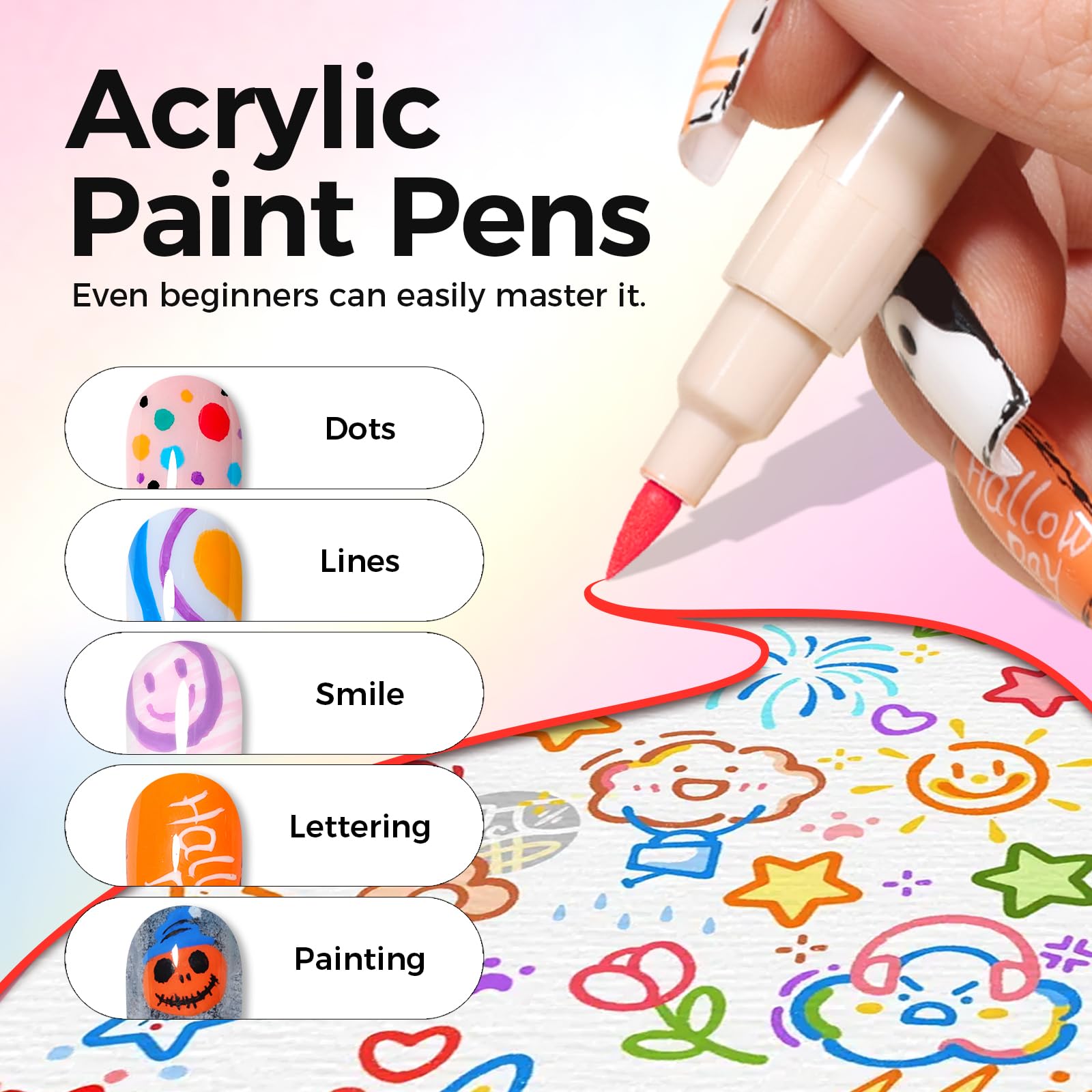 Gellaktik pinceles y delineadores para nail art detallado