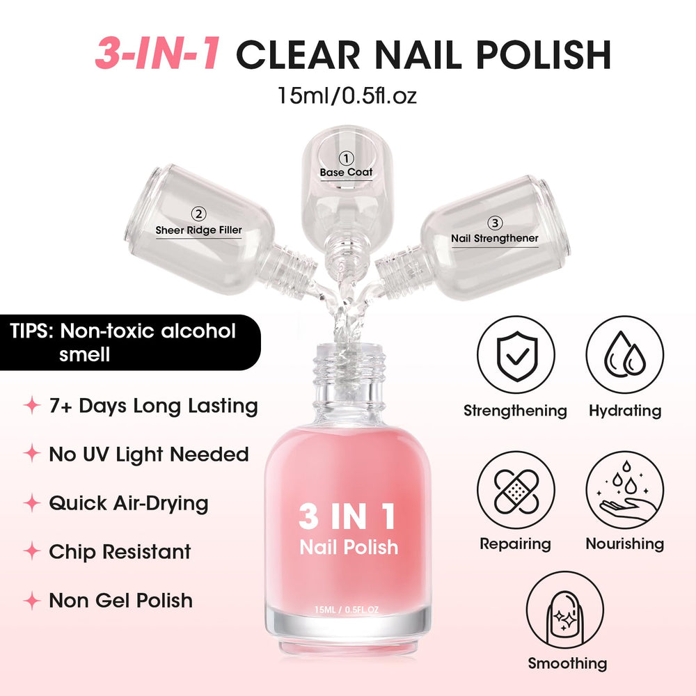 GELLEN base nutritiva rosado lechoso realza el aspecto natural de las uñas.