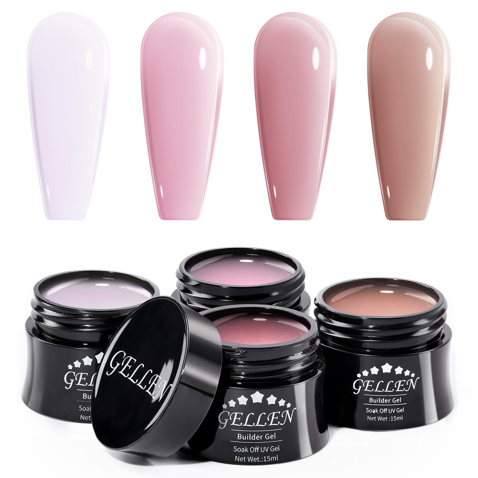 Gellen Builder Gel Kit con cuatro tonos naturales para extensiones duraderas