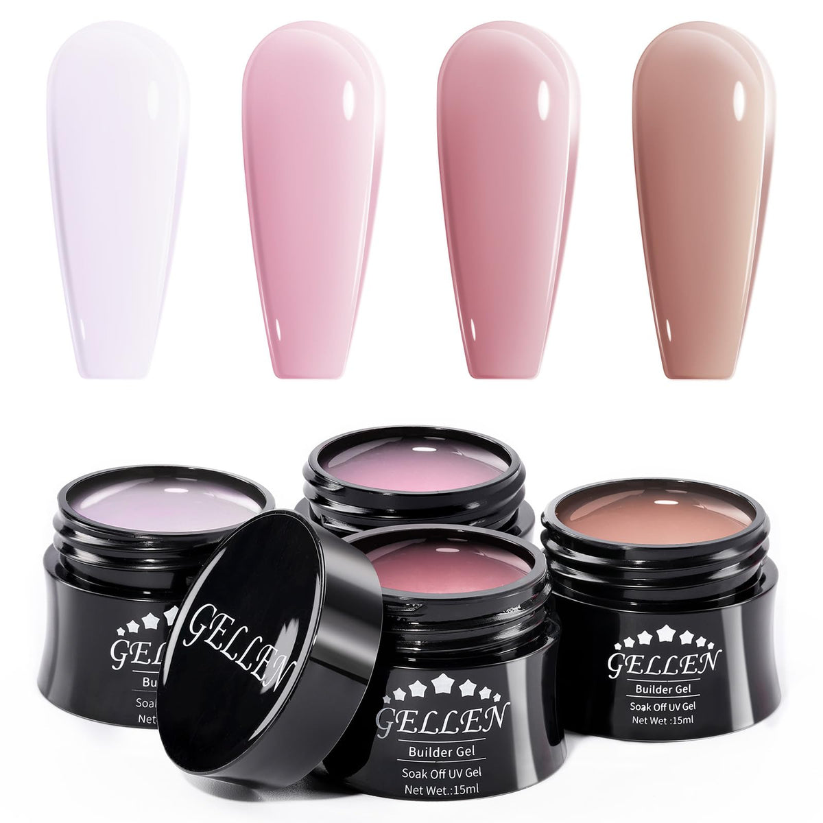 Gellen Builder Gel Kit con cuatro tonos naturales para extensiones duraderas