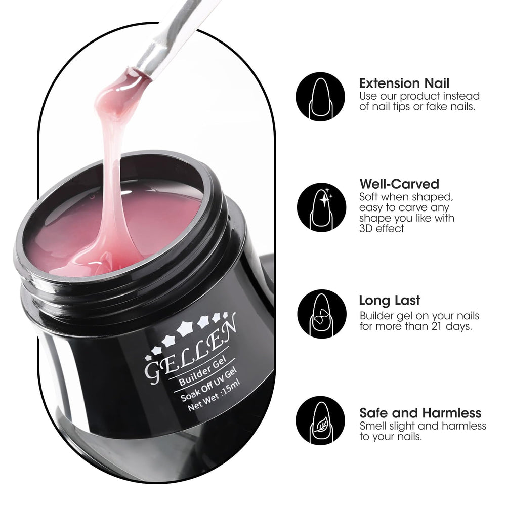 Gellen Builder Gel Kit curado con lámpara UV-LED para acabado brillante
