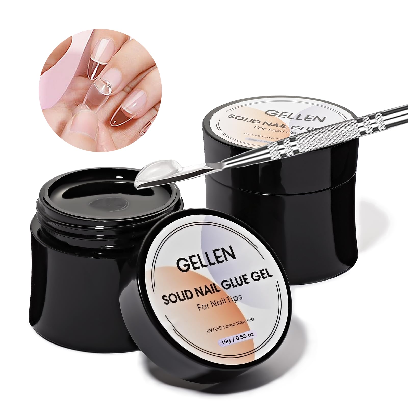 GELLEN pegamento gel sólido transparente para uñas, fijación estable de uñas postizas.