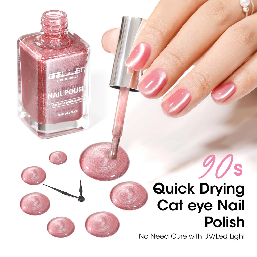 GELLEN esmalte con brillo holográfico rosa para efectos deslumbrantes en uñas.