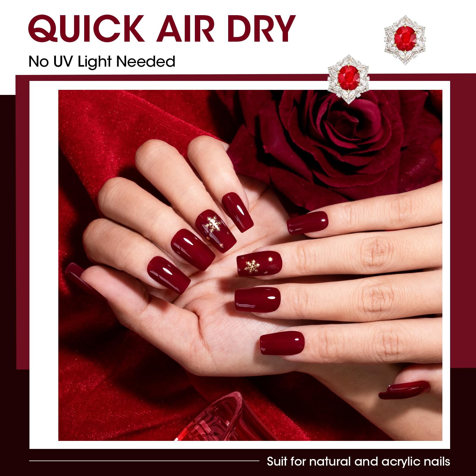 Esmalte GELLEN cereza rojo, muestra brillante y duradera para manicura.