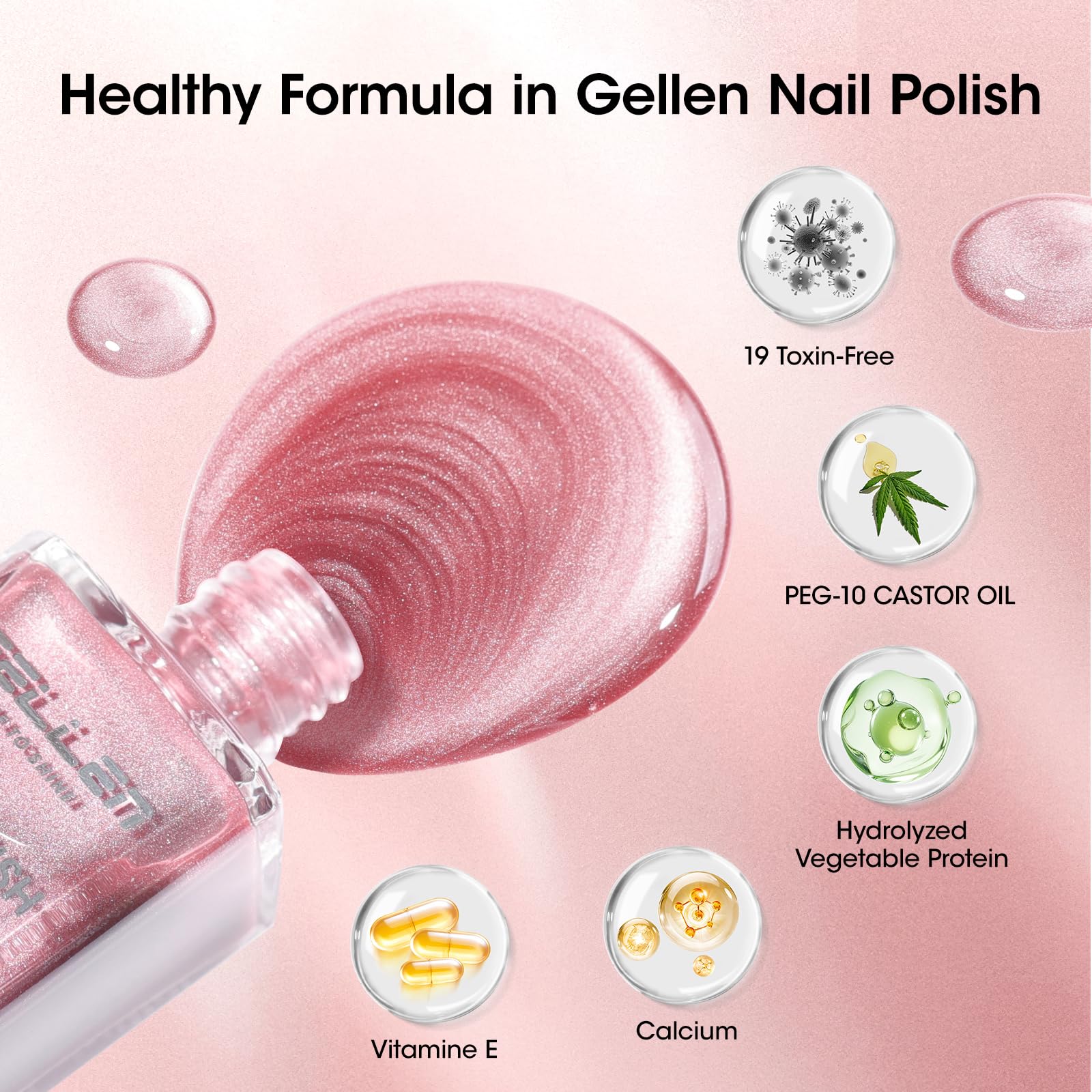 GELLEN esmalte rosa con efecto ojo de gato magnetizado para un look único.
