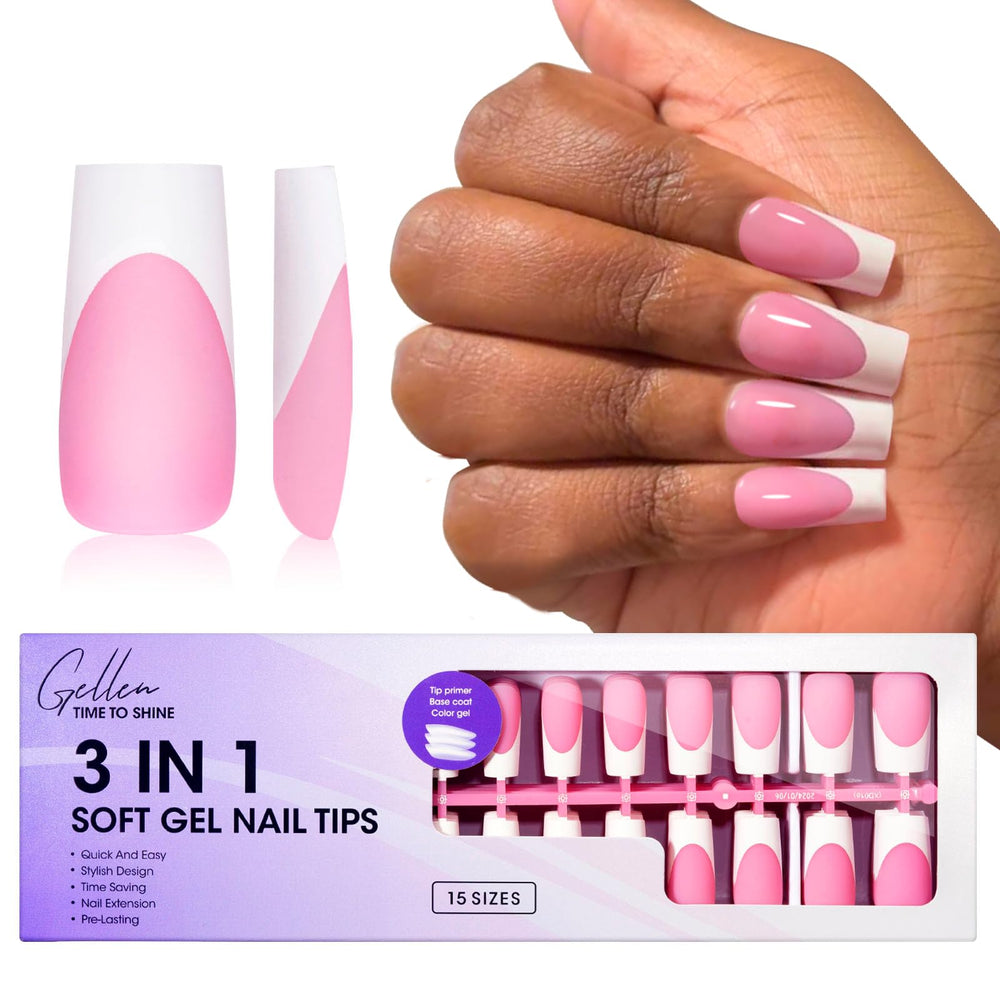 GELLEN puntas frances largas y cuadradas para manicura rápida y natural