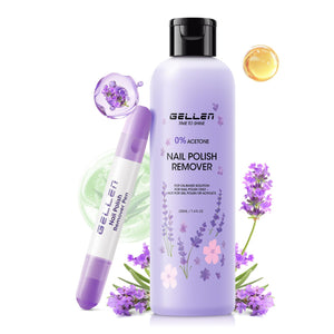 Gellen quitaesmalte lavanda en botella para remover esmalte sin acetona con Aloe