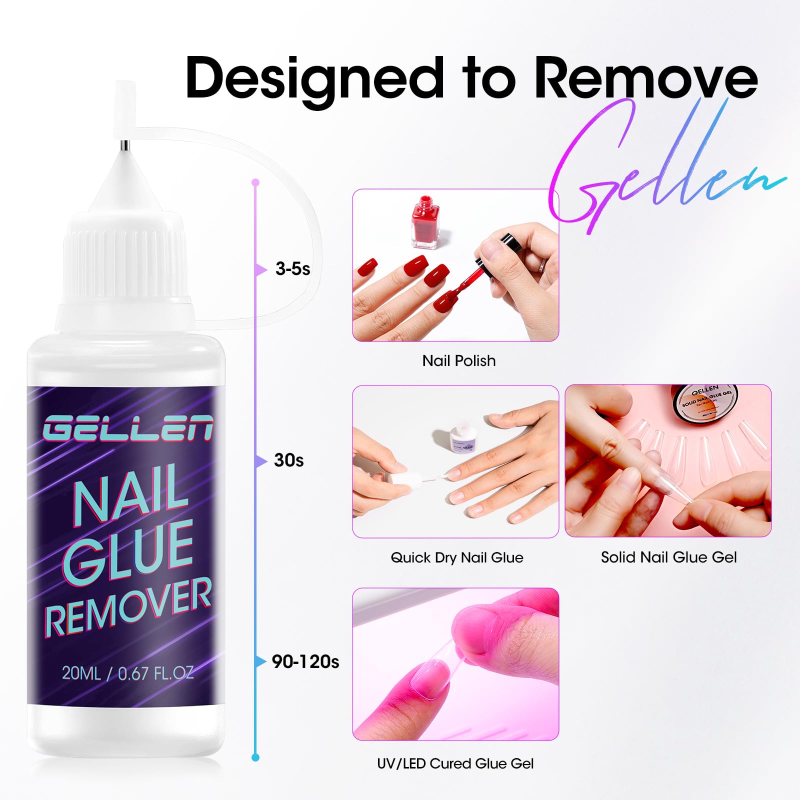 GELLEN Remover disuelve pegamento líquido de uñas UV con eficacia.