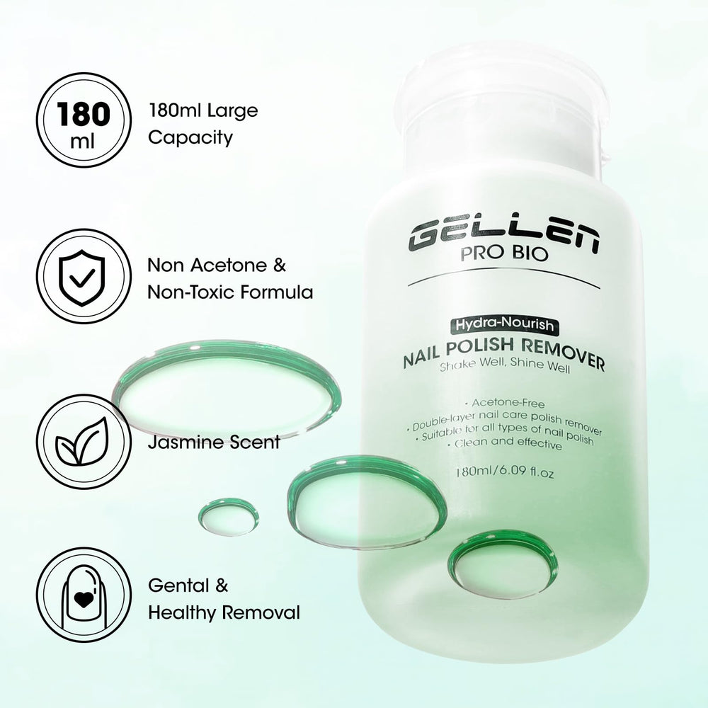 GELLEN quitaesmalte elimina esmalte en 15 segundos sin residuo.