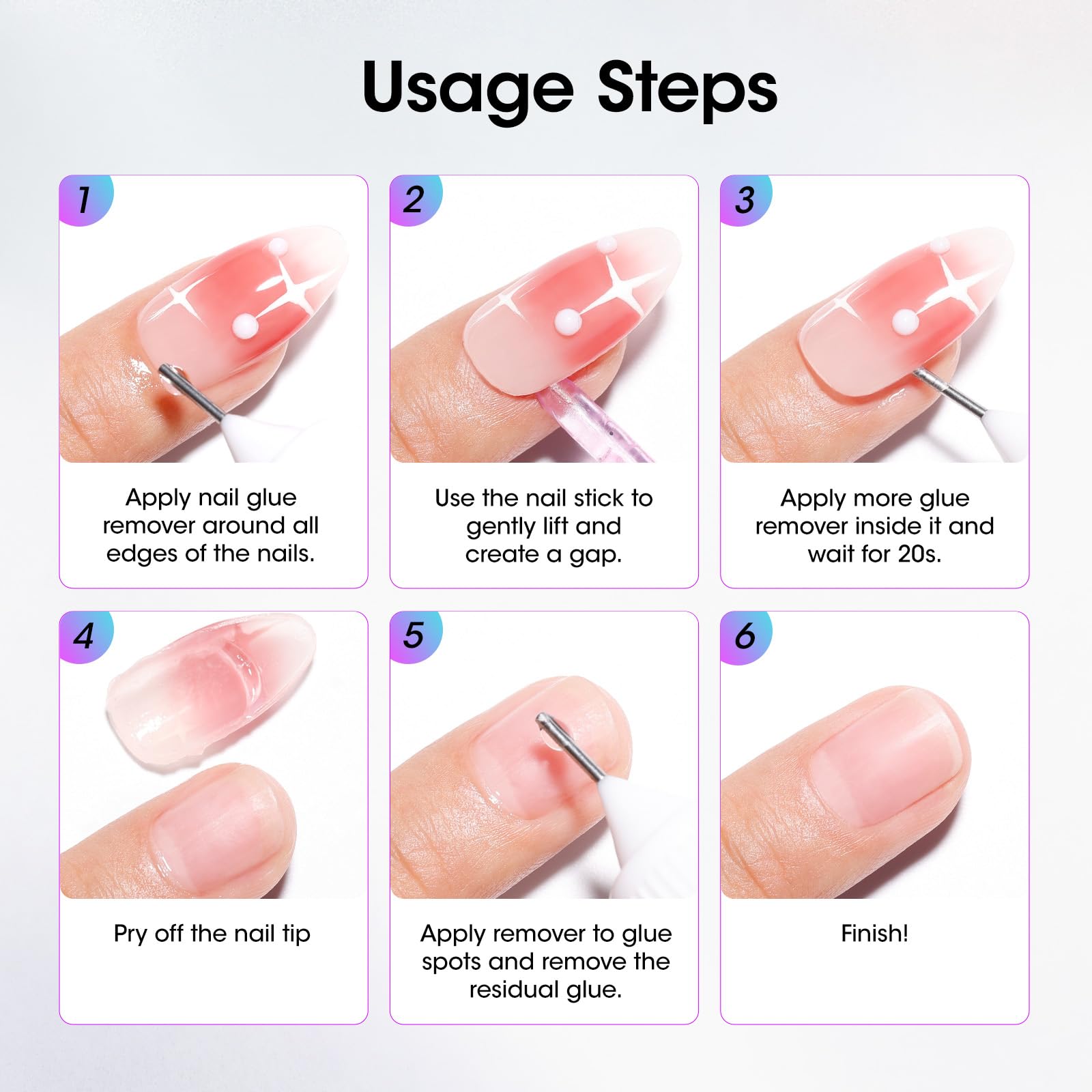 GELLEN Remover no requiere remojar para eliminar adhesivo de uñas.