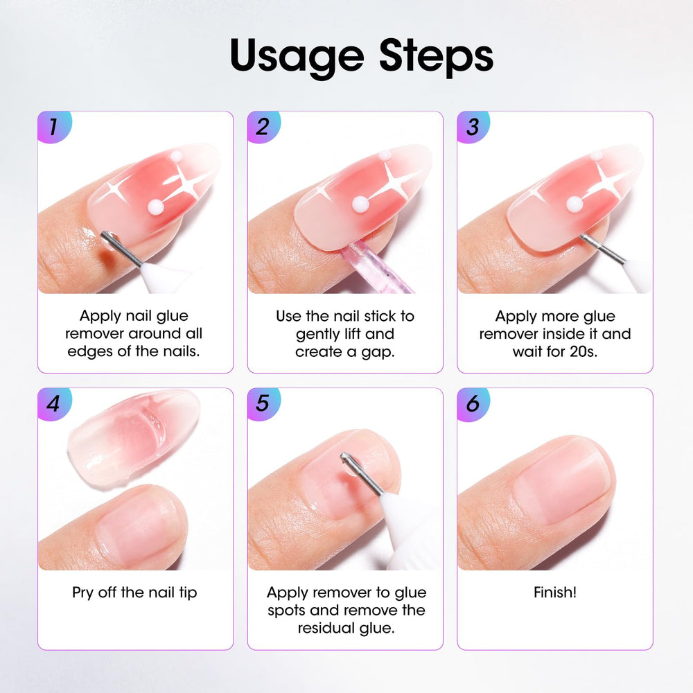 GELLEN Remover no requiere remojar para eliminar adhesivo de uñas.