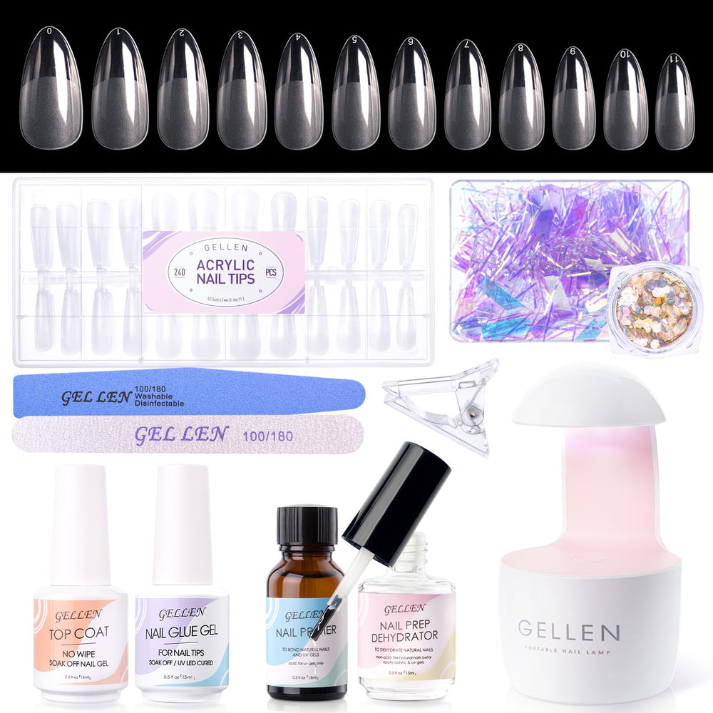 GELLEN tapas uñas almendra: 240 piezas para extender uñas en casa con resultados naturales.