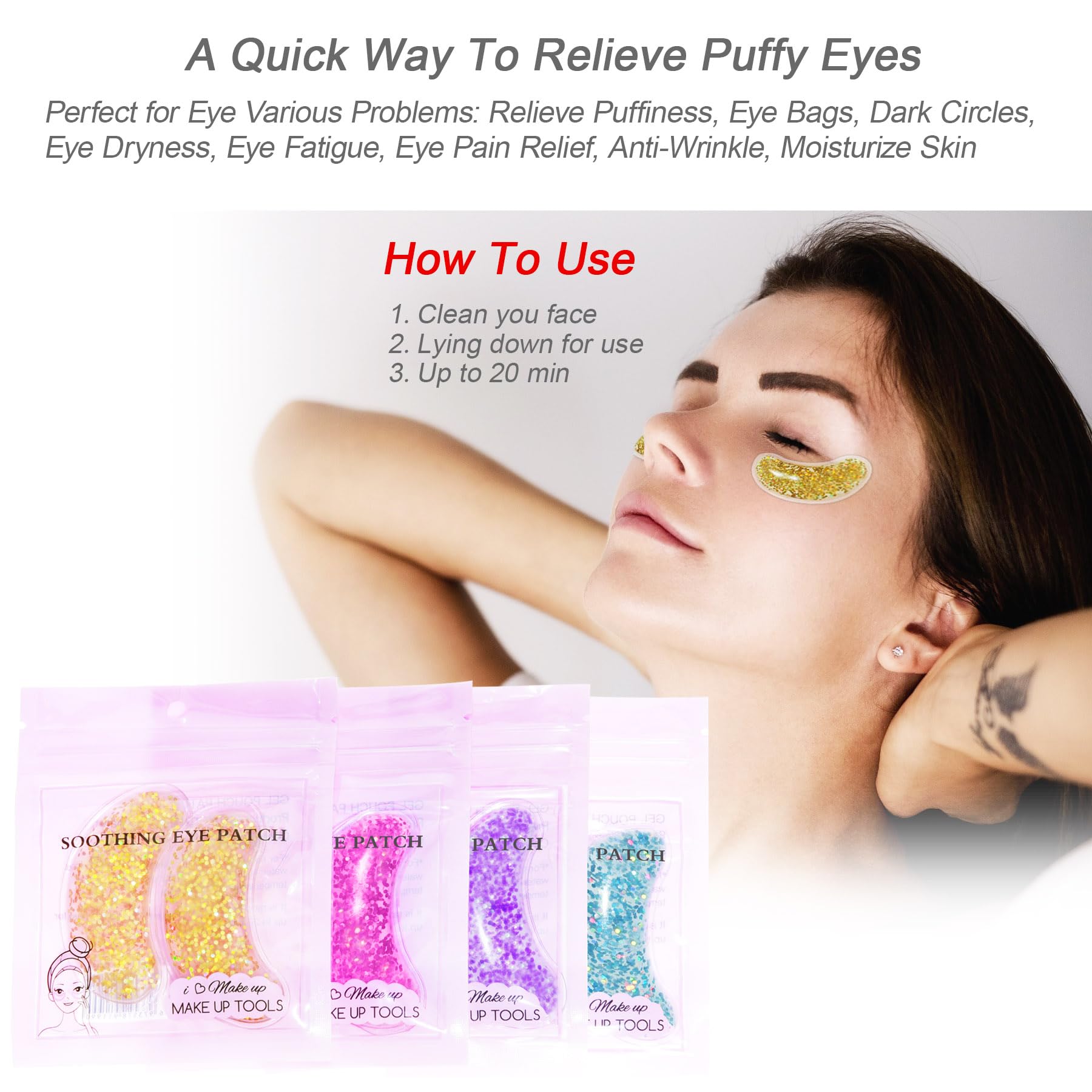 Parches GELMAY reutilizables para ojos, cómodo y práctico.