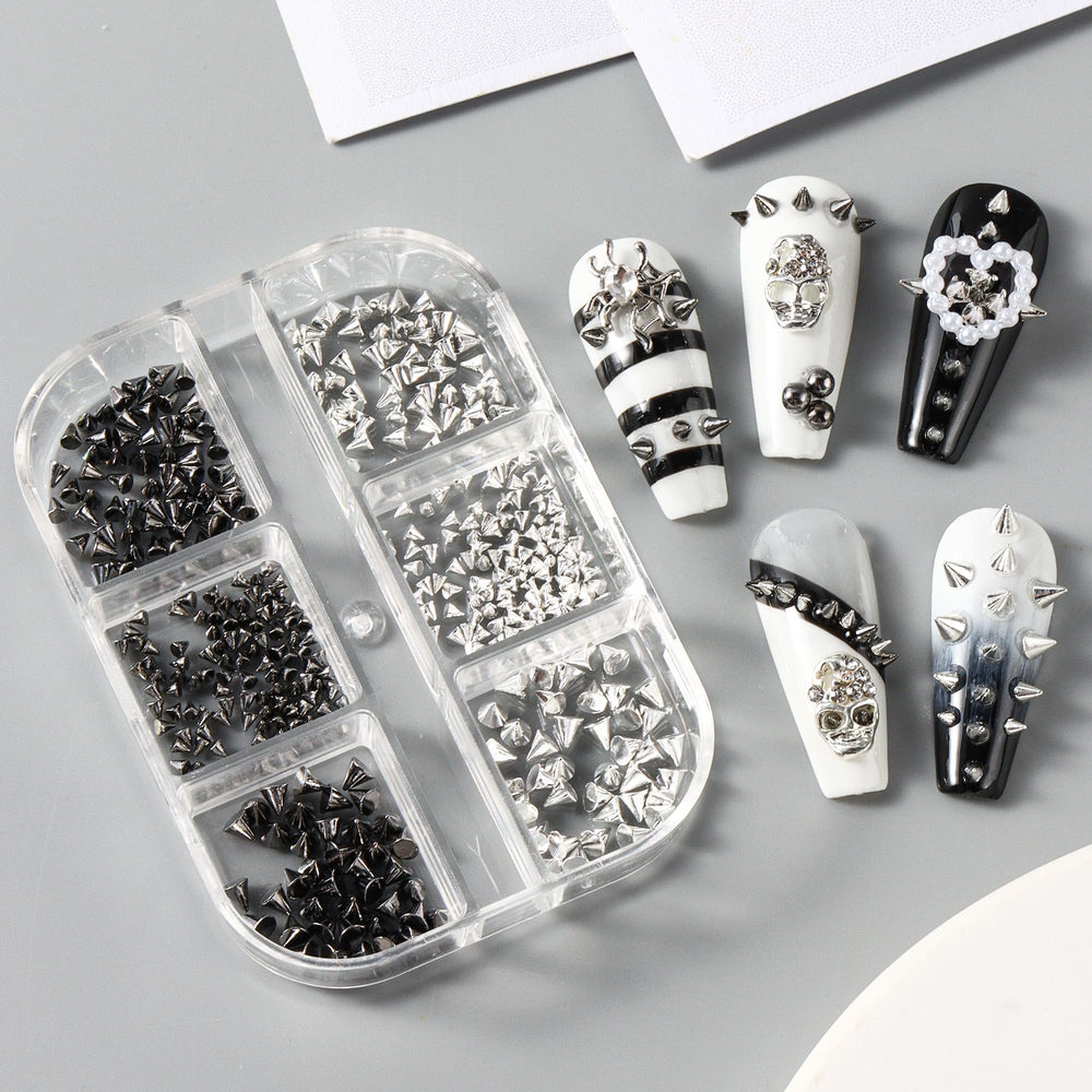 Generic joyas uñas punk metal cono 3D para estilos modernos.