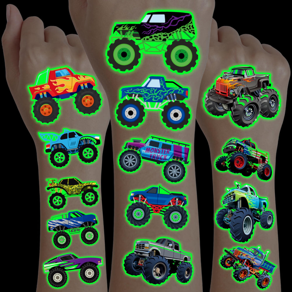 Generic Monster Truck: tatuajes precortados en 8 hojas para fiestas infantiles.