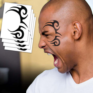 Tatuaje temporal tribal de Generic en el rostro para un look de fiesta sin esfuerzo.