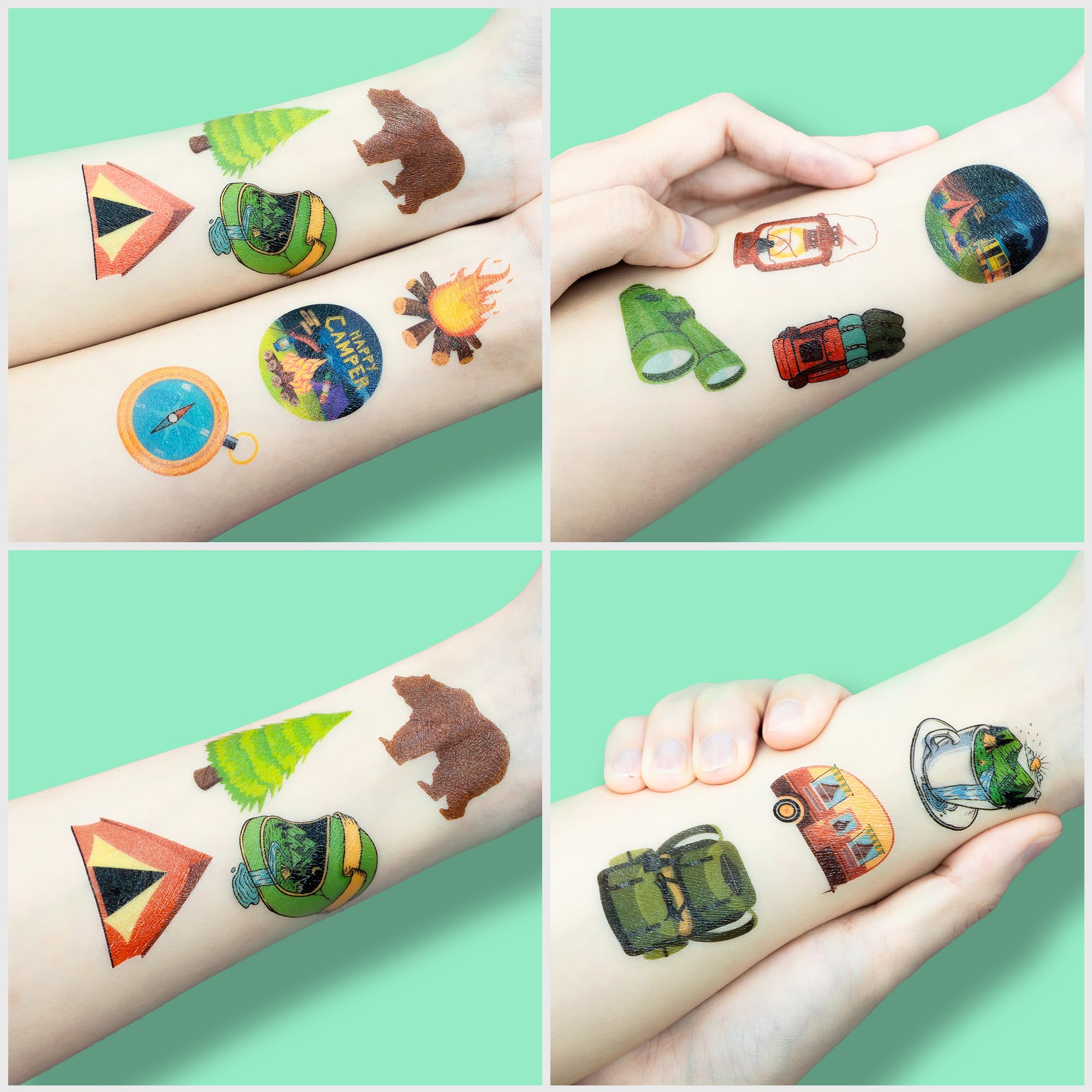 Generic tatuajes camping: colores vivos y acabado resistente al agua.
