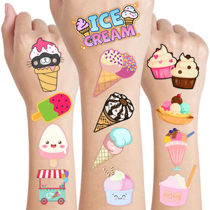 Tatuajes temporales de helado Generic en hoja pre-cortada, ideal para regalos de fiesta veraniega