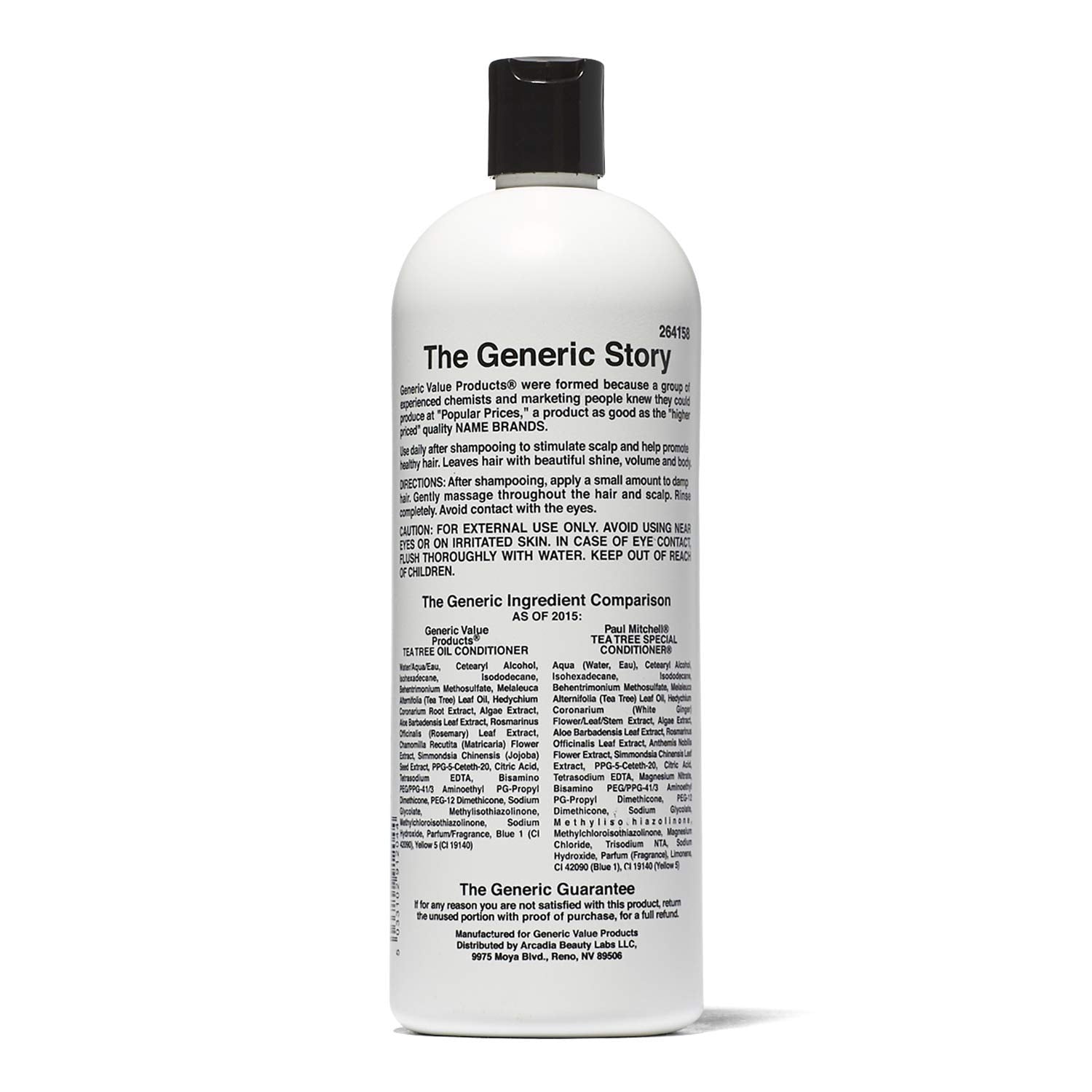 Generic Value Products Acondicionador de árbol de té: detalle de etiqueta, aroma fresco para el cuero cabelludo