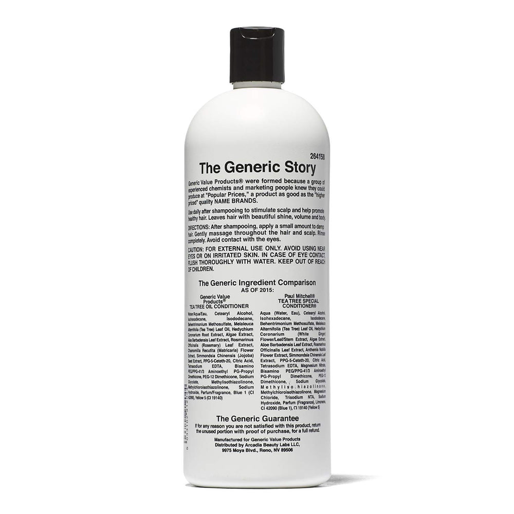 Generic Value Products Acondicionador de árbol de té: detalle de etiqueta, aroma fresco para el cuero cabelludo