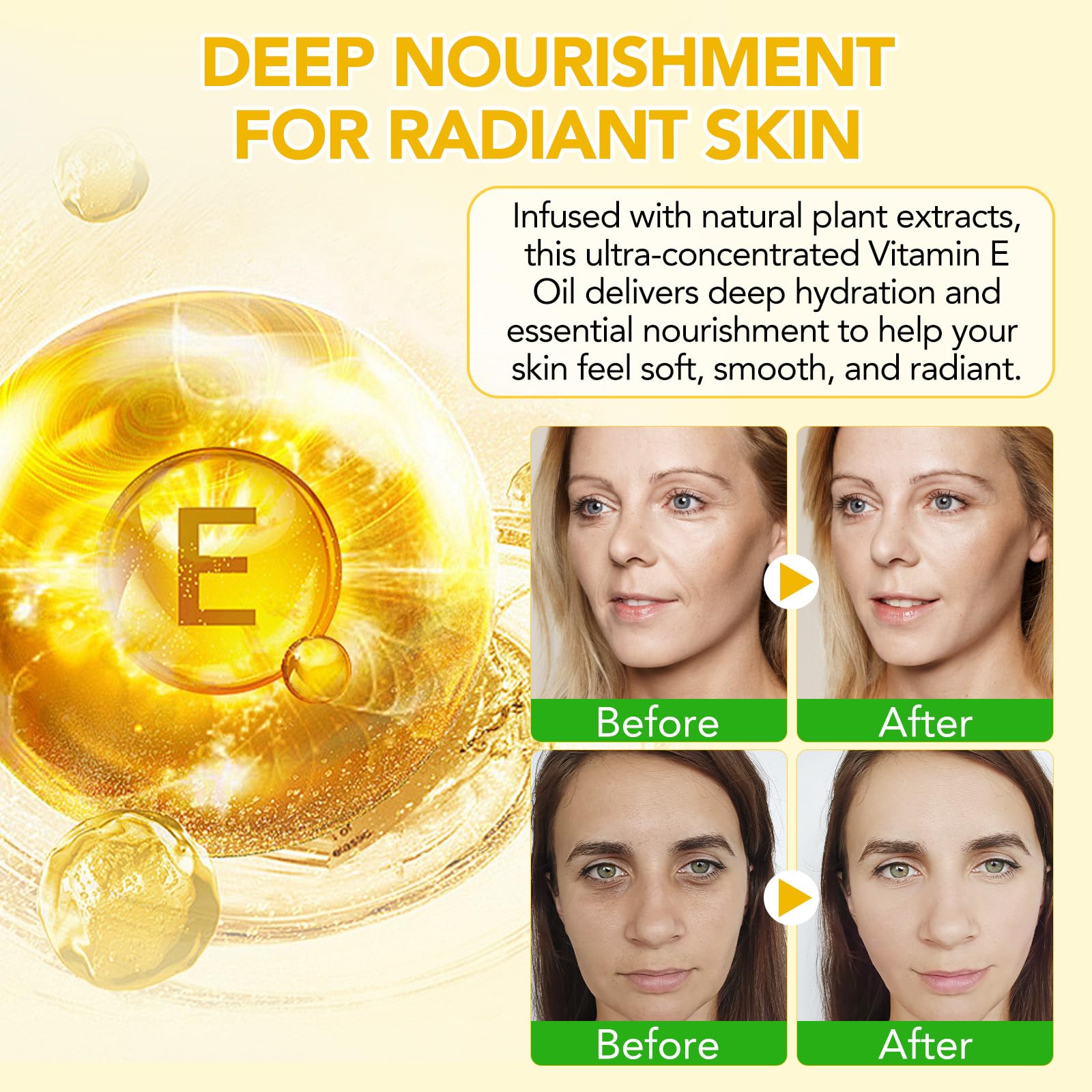 Aplicación nocturna de Vitamina E en rostro con Generic, mejora la textura